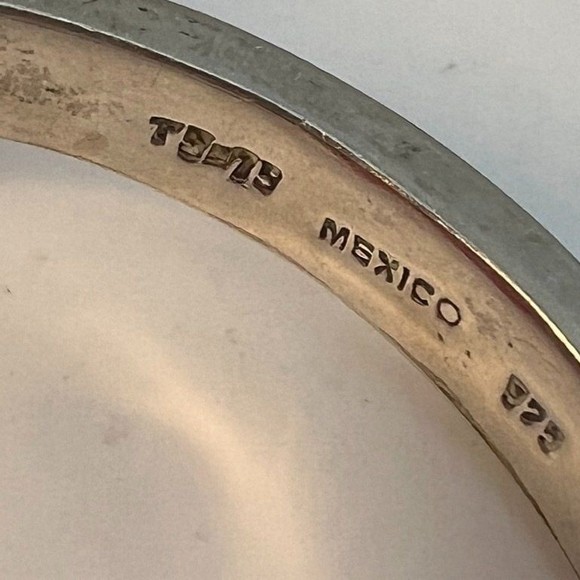 Vintage Modernist Taxco 925 Silver Bracelet Chunky Hinged - Picture 9 of 10